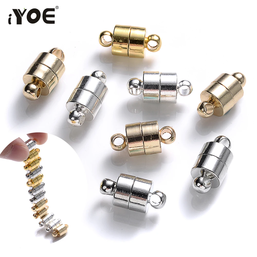 iYOE 5pairs/Lot 12x6mm Magnetic Clasps Cylinder End Buckle Magnet Claps For Connector Rope Chain DIY Jewelry Bracelet Necklace