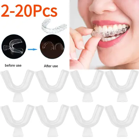 2-20Pcs Silicone Mouth Guard Teeth Protector Night Guard Mouth Tray for Bruxism Grinding Non-snoring Teeth Whitening Protection