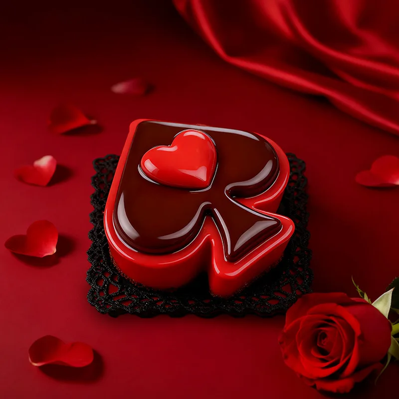 

Ace of Spades French Dessert Mousse Cake Silicone Mold DIY Valentine's Day Chocolate Ice Cream Cake Decoration Accessories