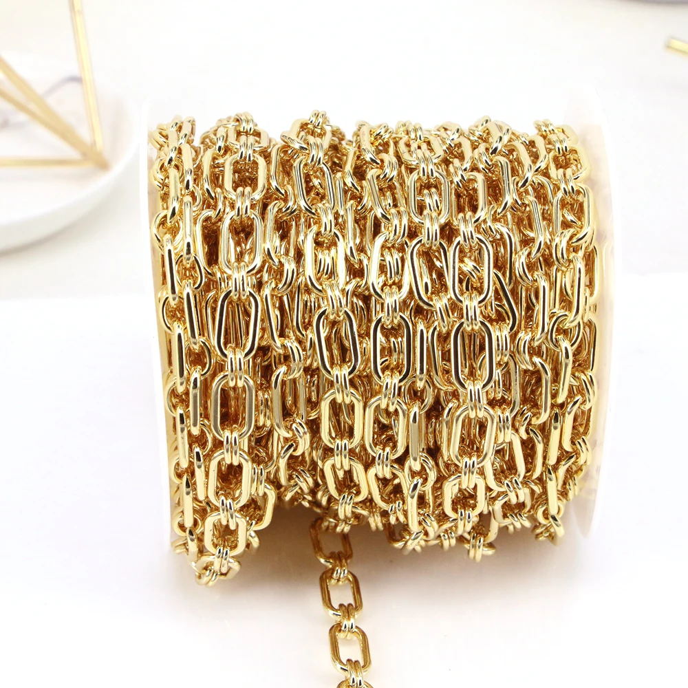 3 Meters, 8*15mm, Gold Chunky Chains Punk Choker Necklace Chain for DIY Jewelry Making Accessories