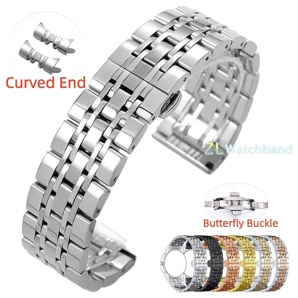12/14/16/18/19/20/21/22/24mm Solid Stainless Steel Watch Band for TISSOT Butterfly Buckle Metal Wrist Strap for Omega for Seiko