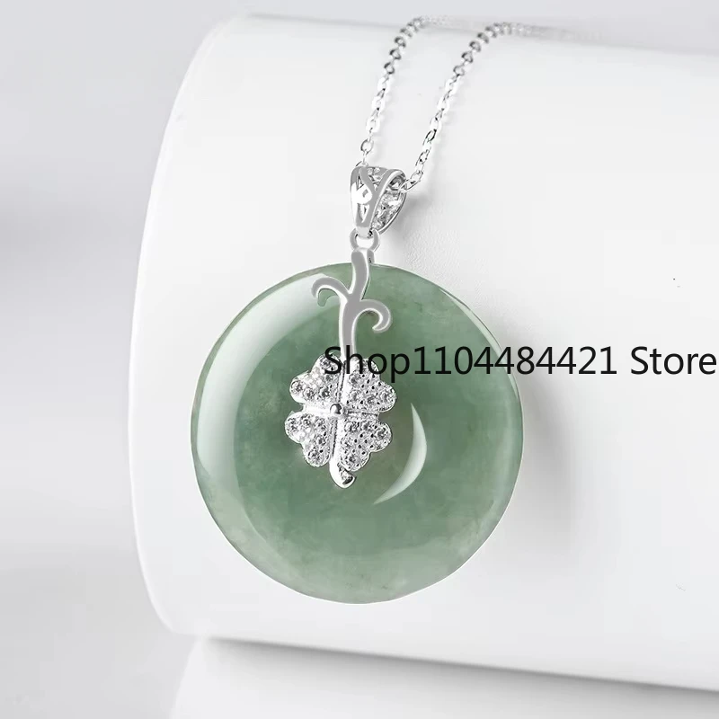 

Серебро S925, инкрустированное натуральным жадеитом, пряжкой мира, ледяной кулон, изысканное модное женское ожерелье-цепочка на ключицу, праздничный подарок