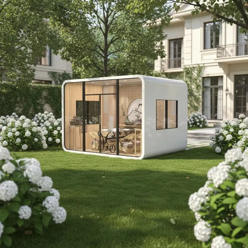 Outdoor Space Capsule Mobile Tiny House Tempered Glass Customizable Apple Barn Homestay Hotel Starry Sky Room Office Container