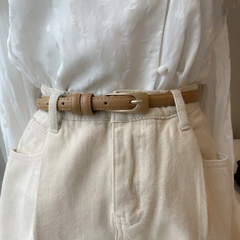 Simple Versatile Slim Belt for Women High-Quality PU Leather Belt Perfect for Casual Jeans Vintage Slim Belt for Women