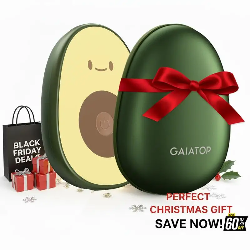 GAIATOP Chauffe-mains avocat en édition limitée pour femmes et hommes, paquet de 2, chaleur longue durée 13H, 3 réglages de chaleur rechargeables