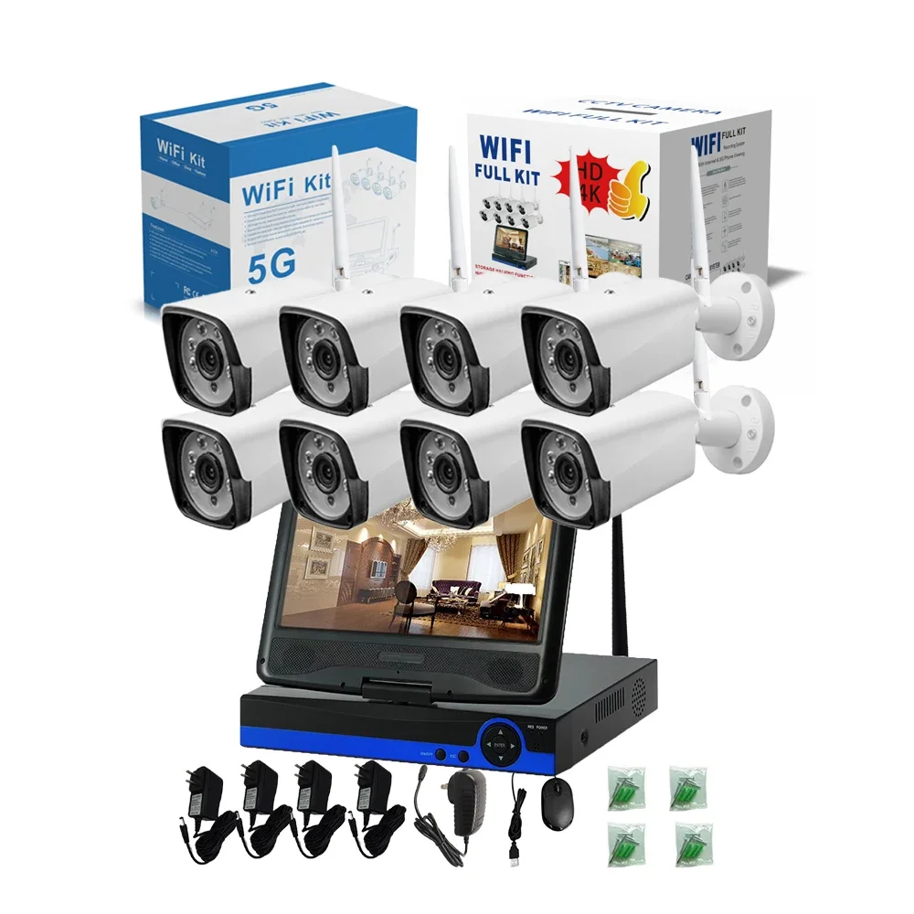 Metal Bullet 3MP XMEYE ICSEE Kit combinato di videosorveglianza IR Camara De Seguridad con schermo CCTV Set Telecamere di sicurezza wireless