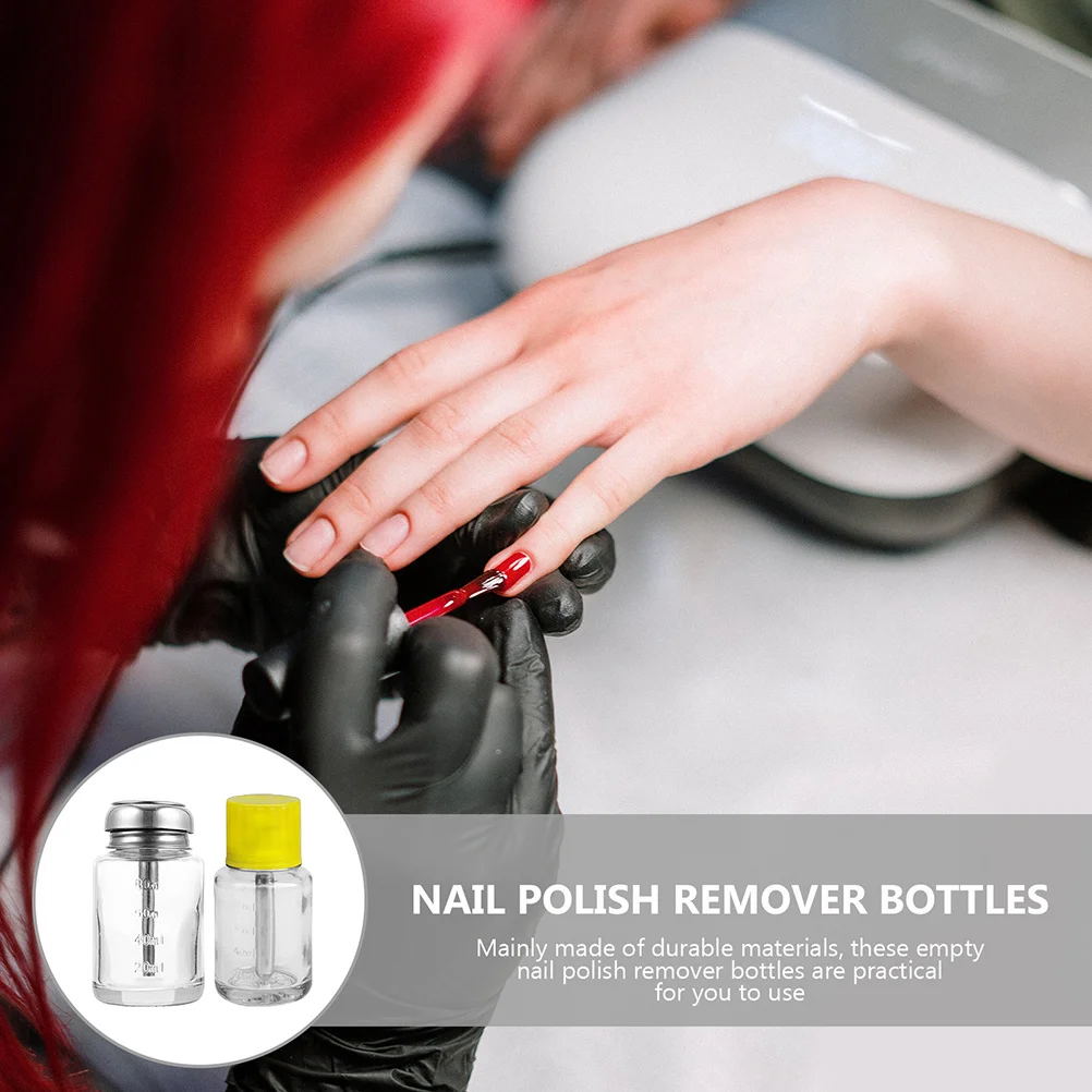 2 قطعة زجاجات مزيل طلاء الأظافر الصحافة نوع مانعة للتسرب دائم مادة البولي بروبيلين زجاجات مانيكير فارغة تخزين السائل المحمولة
