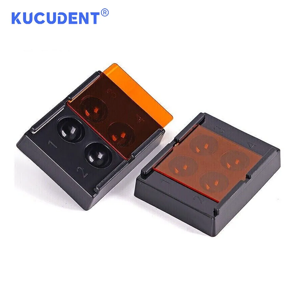 KUCUDENT 10 قطع علبة تخزين قشرة الأسنان علبة تخزين قشرة الأسنان راتنج الأسنان تظليل خفيف اللون تخزين حالة التنغيم لون طقم الأسنان 4 ثقوب