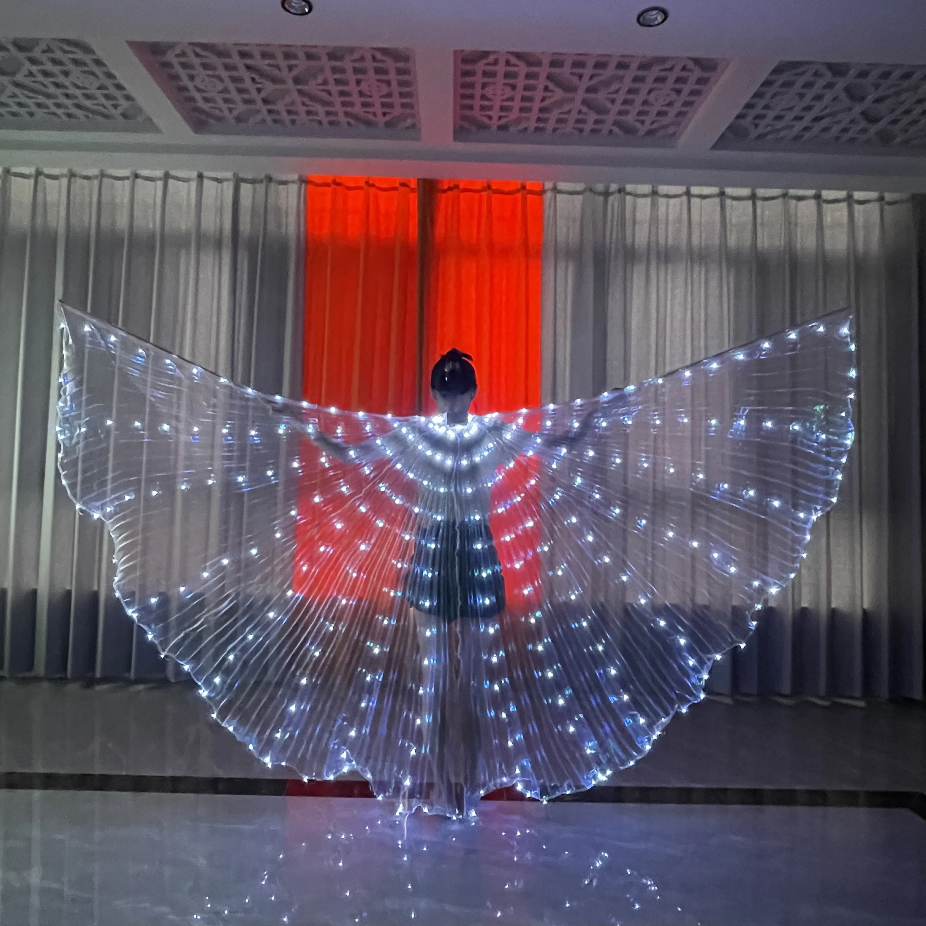 

2014 LED Wings Adult Costume White Led Light Luminous Costumes Party Show Isis Wings Dancewear