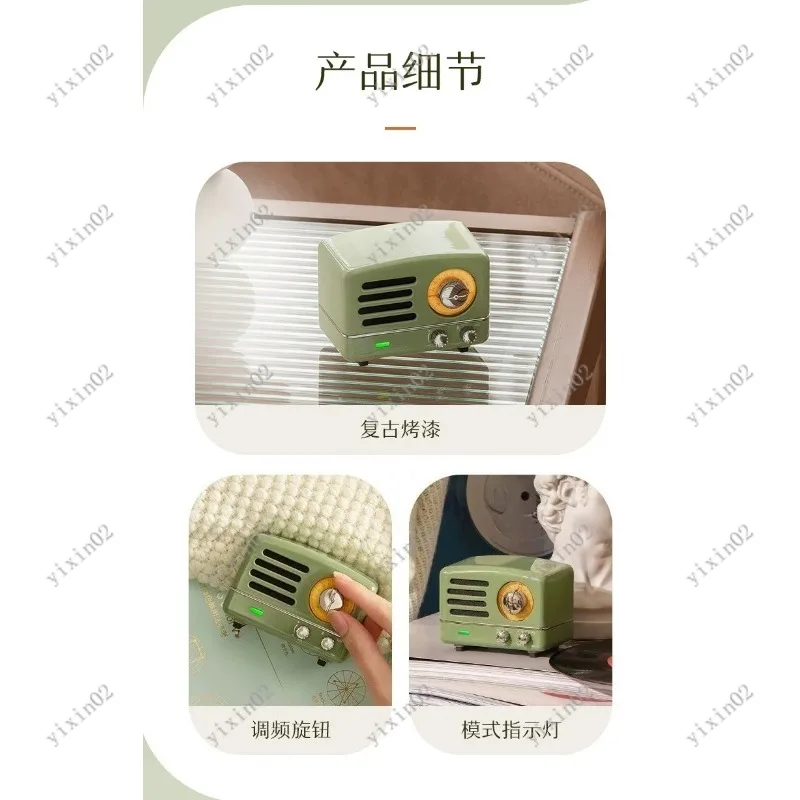 Retro Mini Bluetooth Speaker Wireless Portable FM Radio with Mic for Karaoke Gift view 5