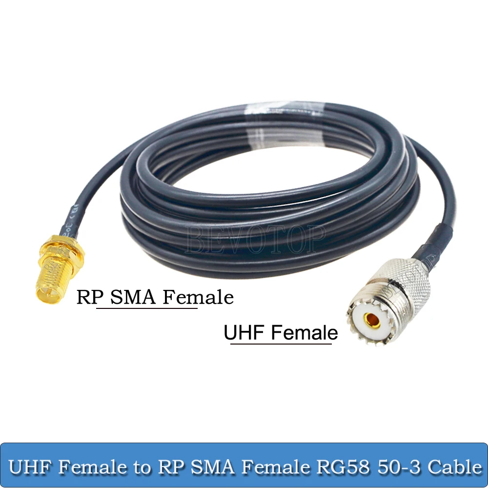 RG-58 SMA Male/SMA Female Straight to SO239 UHF Female Connector RG58 50-3 Low-Loss Pigtail Jumper RF Coaxial Extension Cable