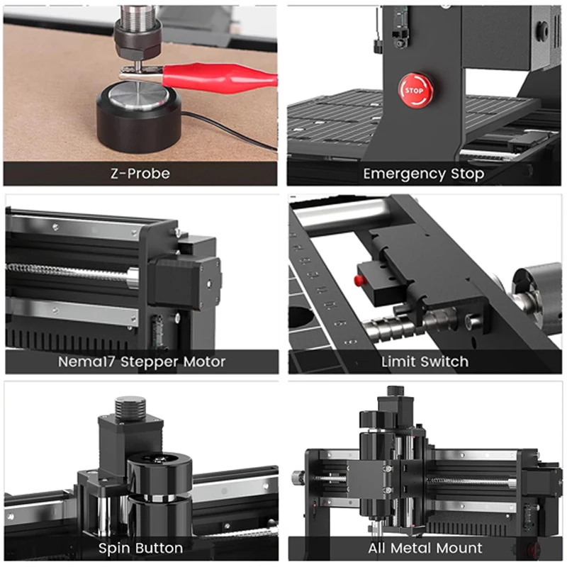 CNC Madeira Spindle Spindle, Máquina De Gravura De Fresagem De Metal, DIY Gravador A Laser para Corte De Alumínio De Aço MDF, 3020 Plus Max, 3-Axis,