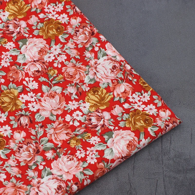 Cotton Poplin Printed Fabric Pastoral Style Large Floral Clothing Thin Breathable Sewing Accessories