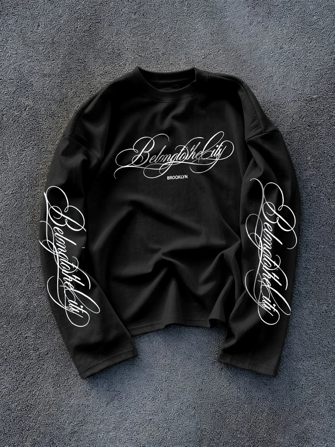 2026 Unisex Autumn Fashionally Simple Casual 3D Letter Pattern Printed Men's Vintage Long-Sleeved T-shirt Streetwear Harajuku