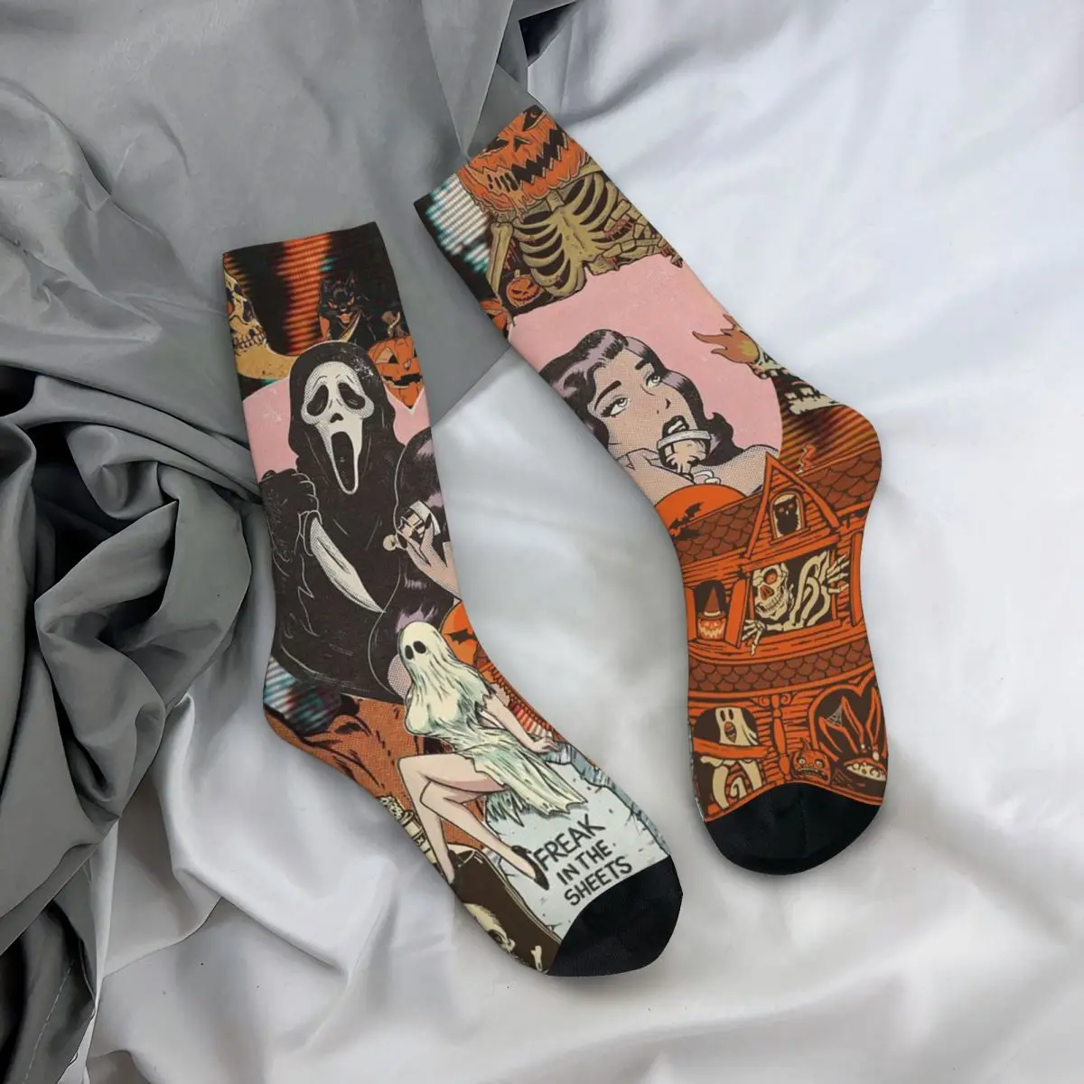 Ghost Pumpkin Halloween Socks Harajuku High Quality Stockings All Season Long Socks Accessories for Man's Woman Birthday Present