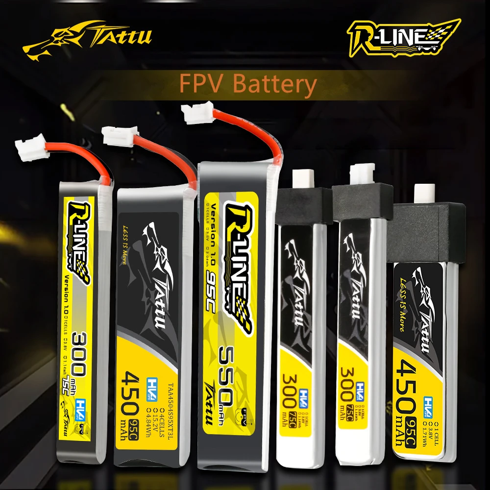 Original 5Pcs TATTU 95C 300/450/550mAh 3.8/7.4/11.1/11.4/14.8V LiPo Battery For RC Helicopter Quadcopter FPV Racing Drone Parts