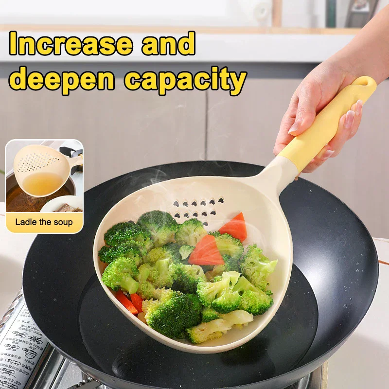 

2in1 Soup Ladle & Colander Big Size High Heat Resistant Kitchen Ladle Strainer Efficient Draining Long Handle1/2/3/5PCS