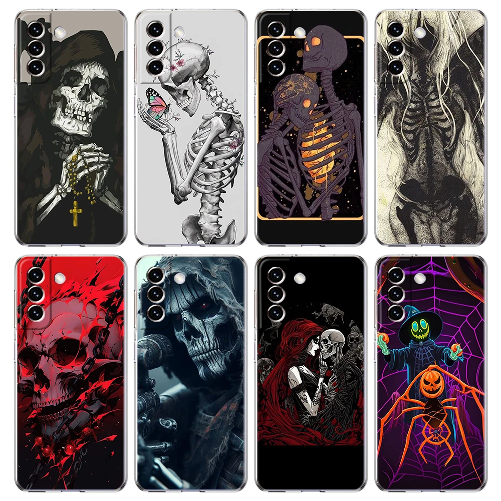 Retro Art Gothic Sculpture Transparent Cover for Samsung Galaxy S24 S23 S22 S20 S21 FE Ultra S24 S23 S10 S10E S9 Plus Phone Case