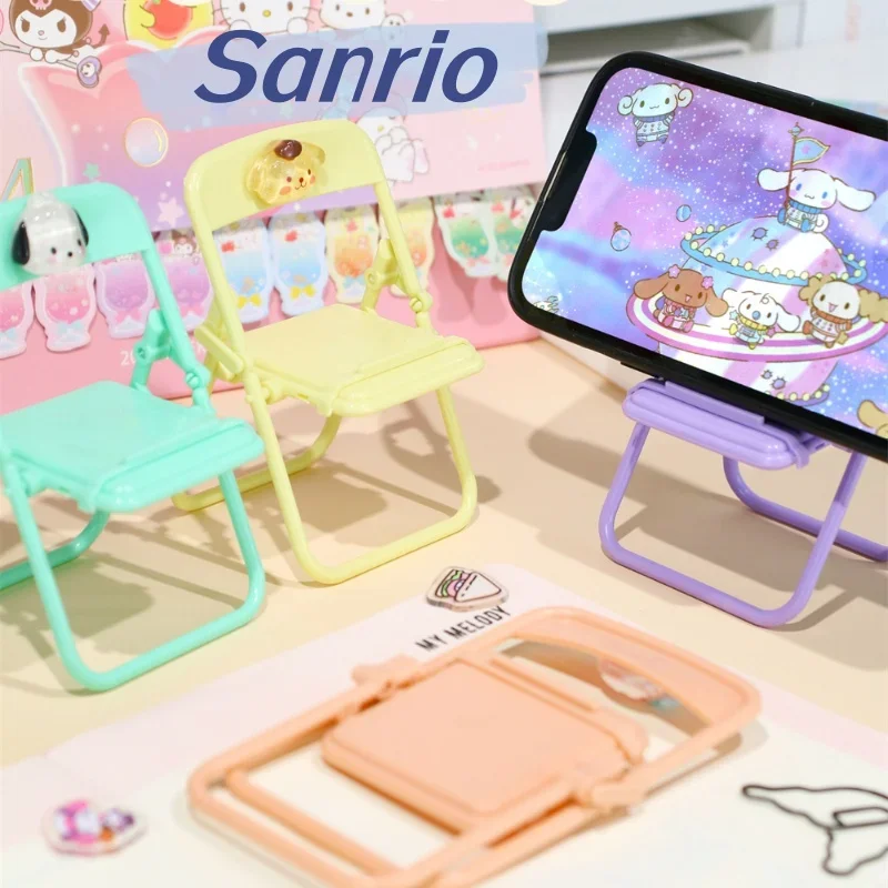 sanrio cute mobile phone holder my melody desktop storage rack for drama car plastic folding chair bench model children's gift