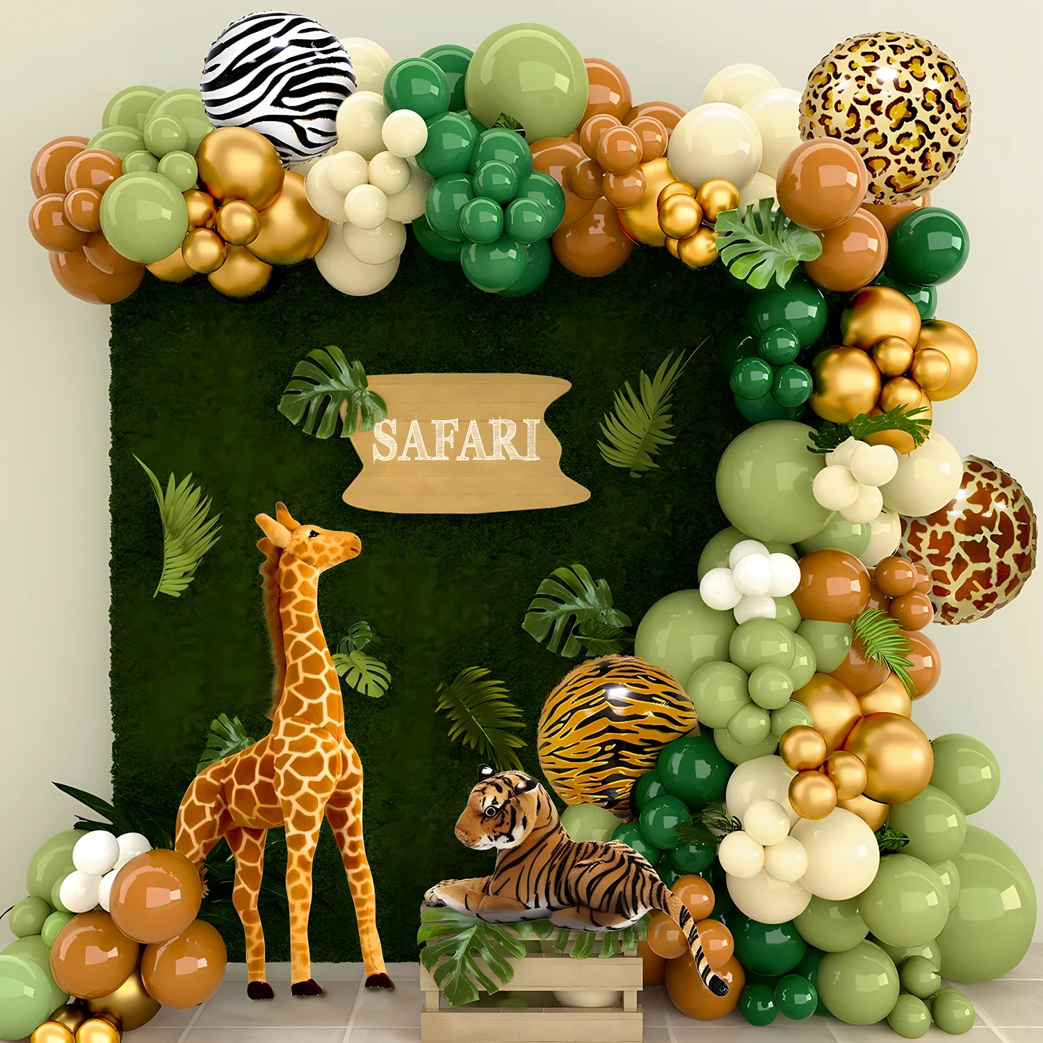 Jungle Animal Balloon Garland Arch Kit 1st Birthday Party Decoration Kids Boy BabyShower Decor Latex Balloons