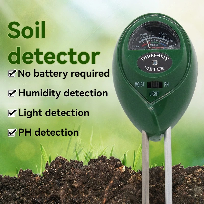 Three-in-one Round Head Soil Meter Detector Ph Meter Ph Meter Humidity Luminosity Measurement Tester Soil Gardening