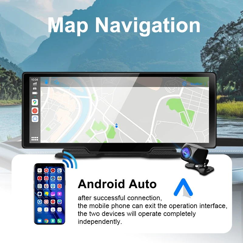 9.3 "شاشة تعمل باللمس سيارة ستيريو لاسلكي أندرويد السيارات 1080P كاميرا احتياطية سيارة مشغل الوسائط المتعددة داش كام ، مع جهاز إرسال AUX/FM