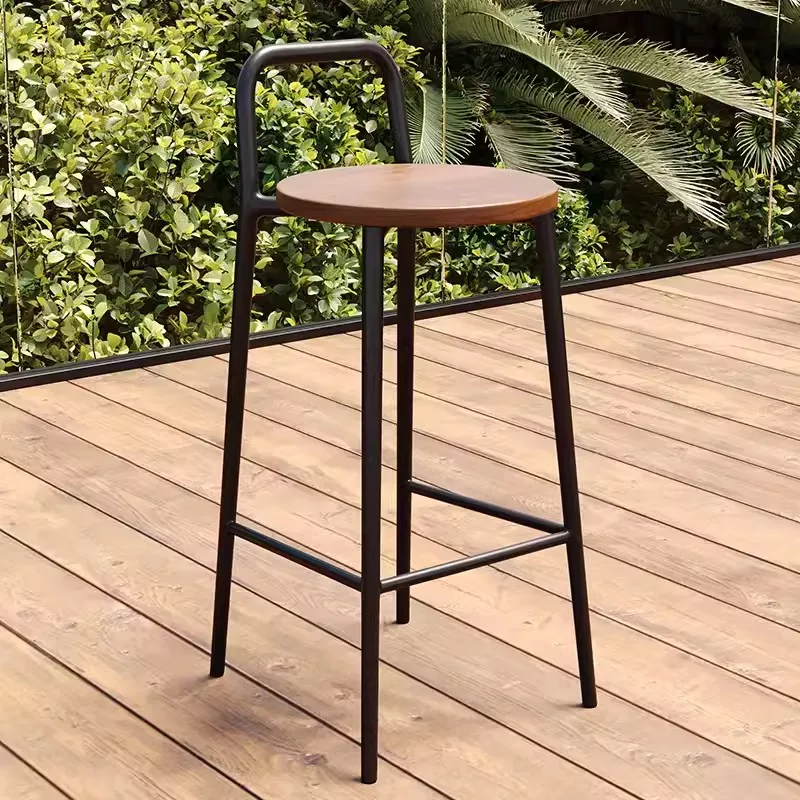 

Nordic Modern Minimalist Designer Outdoor Solid Wood Bar Chair Home Bar Stool Backrest Leisure High Swivel Ergonomic Breakfast