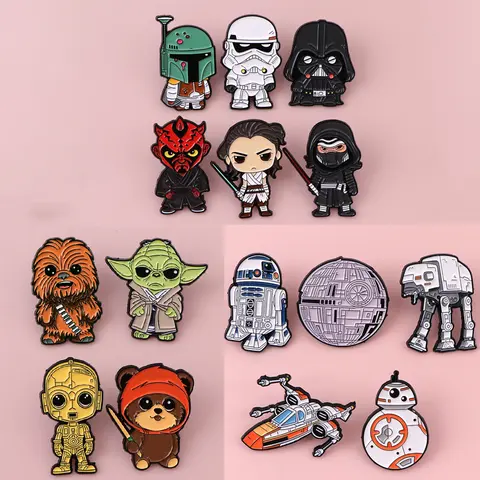 Broches de personagens de filmes legais para roupas, alfinetes esmaltados, emblemas de pasta masculina, alfinetes de lapela para mochila, acessórios de joias