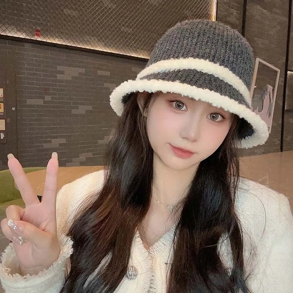 

Fashion Temperament Knitted Bucket Hat Breathable Anti-UV Sunshade Basin Cap French Style Hollow Out Sun Protection Cap Travel