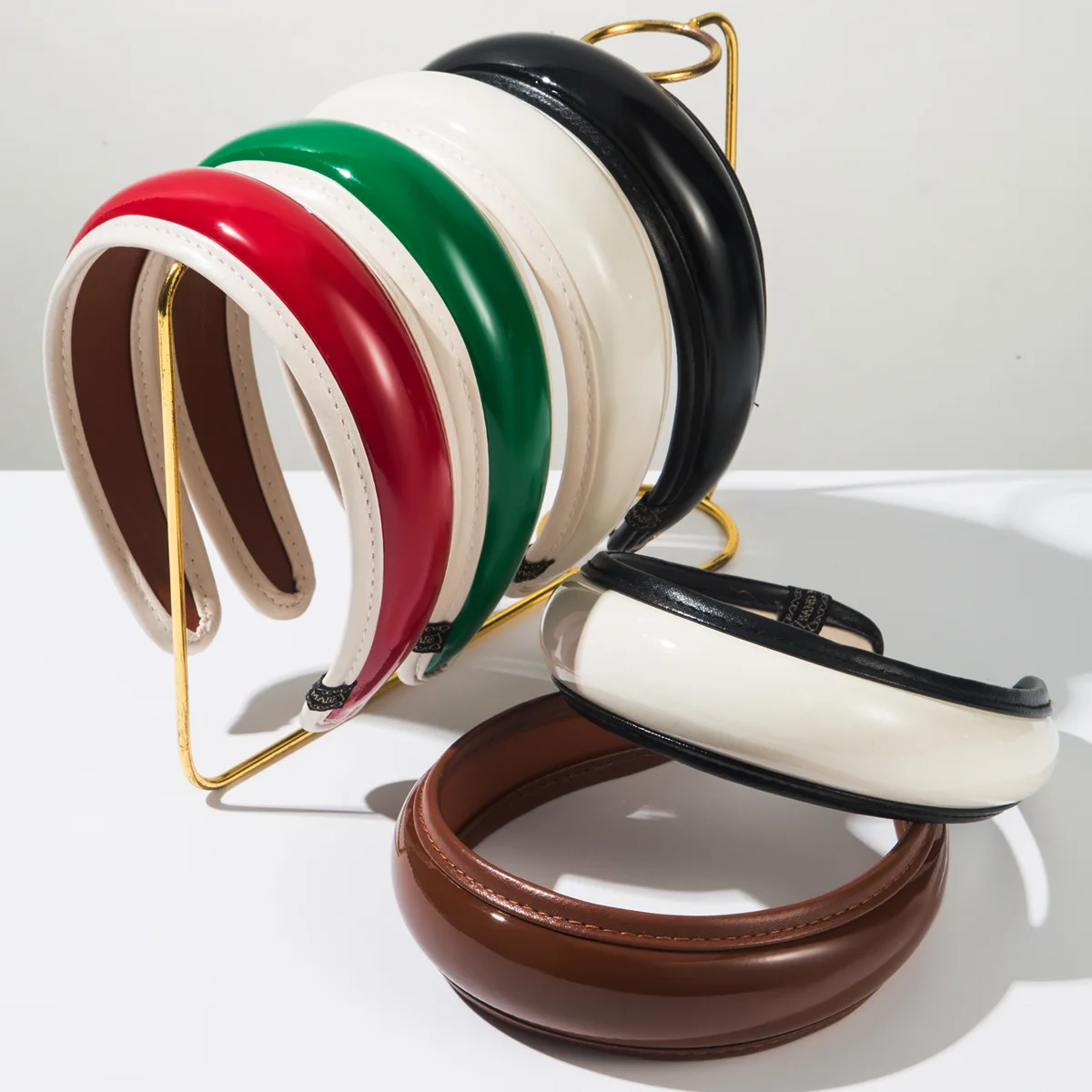 

New Stylish Simple Retro Glossy PU Leather Wide Edge Headband Hair Accessories