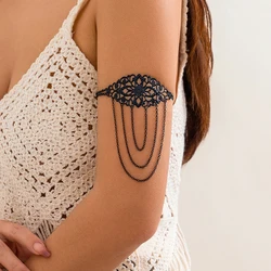 IngeSight Z Bohemian Metal Hollow Pattern Upper Arm Bracelet Fashion Metal Tassel Bracelet Women's Vintage Aesthetic Jewelry