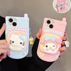 Custodia per telefono in Silicone a specchio santos Hellokittys per Iphone 11 12 13 14 Pro Max custodia Cover posteriore antiscivolo antiurto per cartoni animati carini