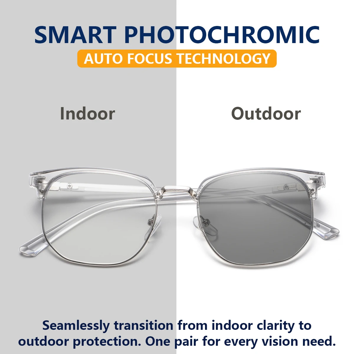 1 Pair of Men's Metal Square Full-Frame Photochromic Glasses, Stylish, Sophisticated, Minimalist, and Fashionable Men's Glasses, Suitable for Commuting, Outdoor Driving, Short Trips, and Everyday Wear