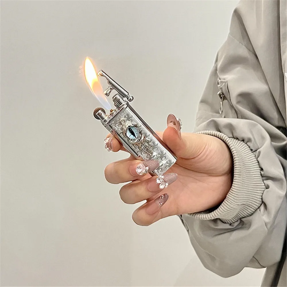 HOT High-end Handmade Retro Cross GAS Lighter with Metal Grinding Wheel and Open Flame Portable Lighter Smoking Gift（No Gas）