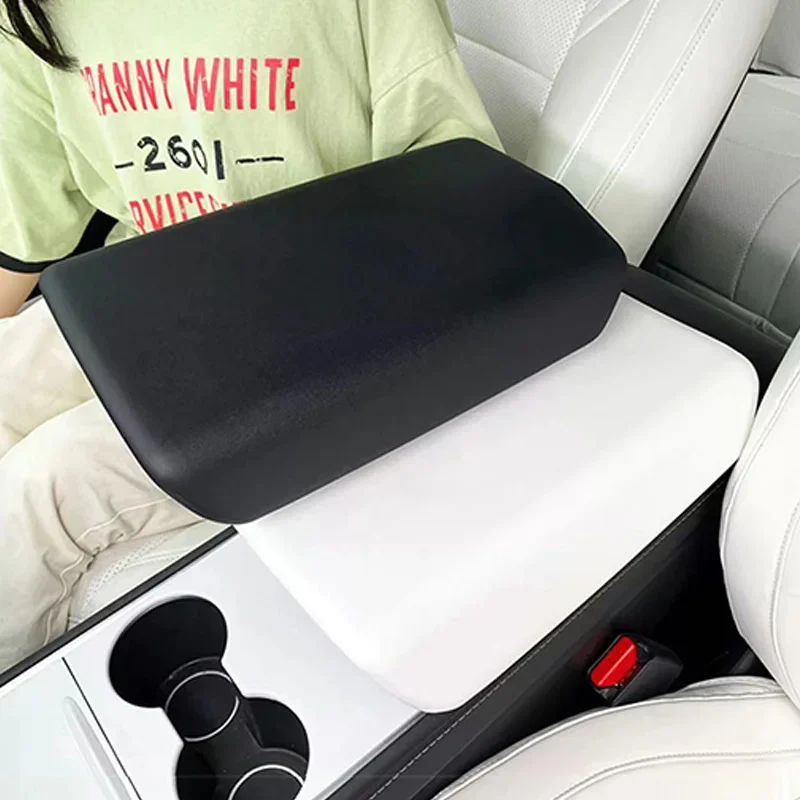 For Tesla Model 3 Y Armrest Protector Box Cover White Soft TPE Center Console Panel Pad Tesla Highland Model 3 Accessories Mat