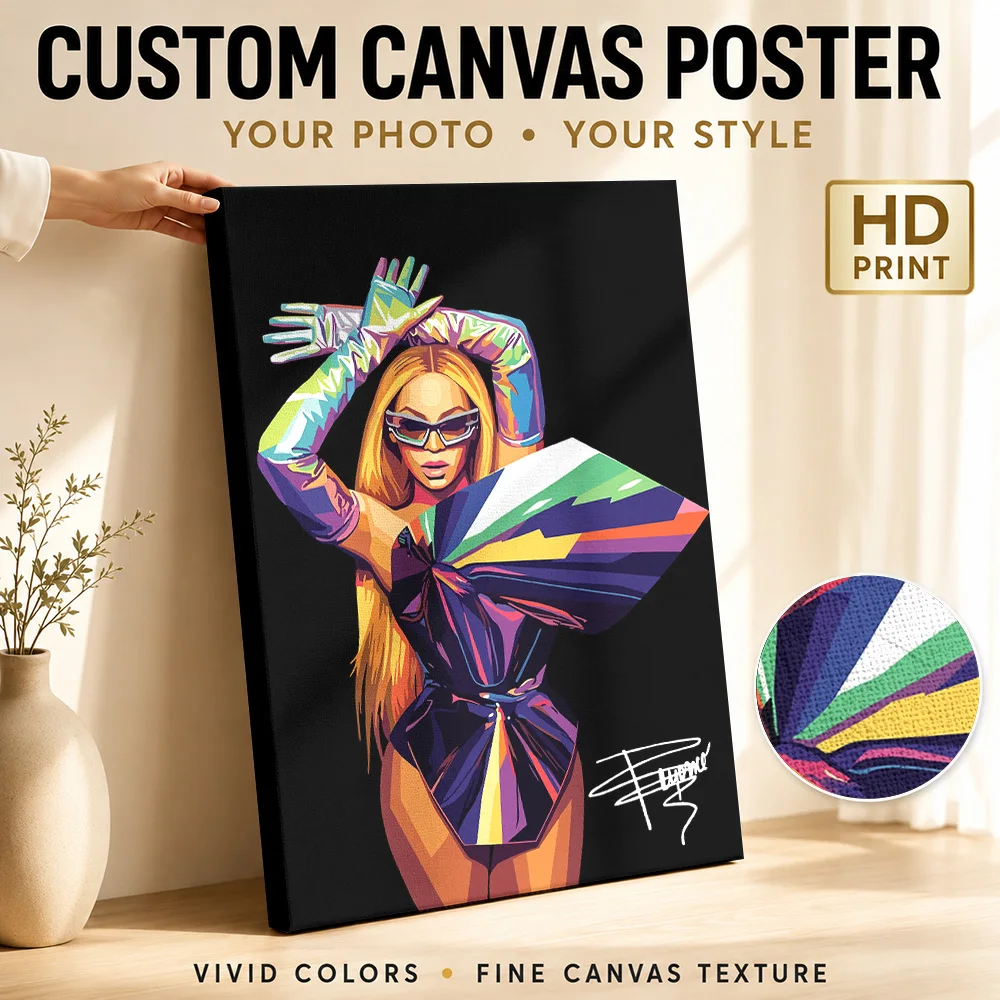 Beyonce Canvas Painting Poster Customized Photo Retro Music Wall Art for Studio Bedroom Decor Collectible Ready to Hang Gift