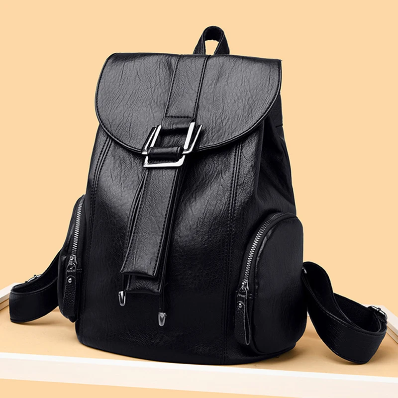 Vintage Women Backpacks Large Capacity Travel Bagpack Soft Leather Handbag School Bags For Girls Designer Shoulder Bag Mochila