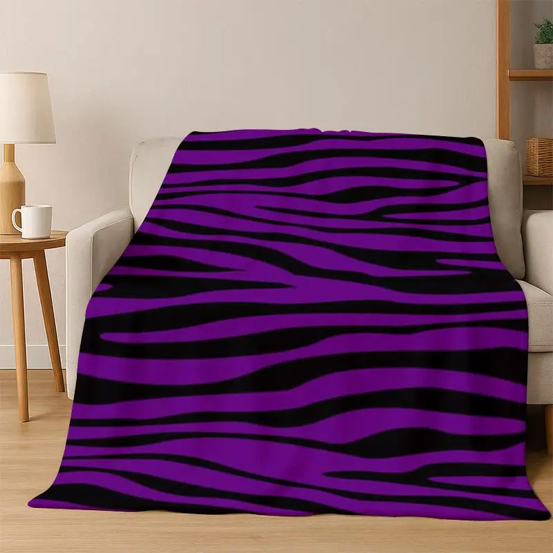 Black White Zebra Stripe Flannel Blanket Soft Warm Blanket Throw Blanket for Bedroom Living Room Bed Travel Camping Picnic Gift