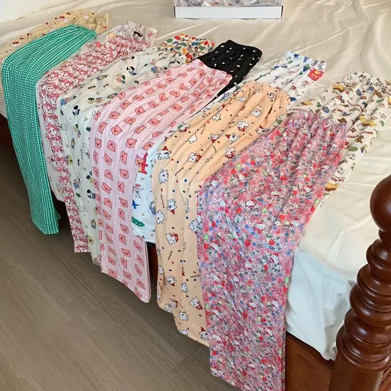 

Sanrio Hello Kitty пижамные штаны Kawaii весна осень аниме мелодия мультфильм Pochacco пижамы с принтом Kuromi милая домашняя одежда для девочек