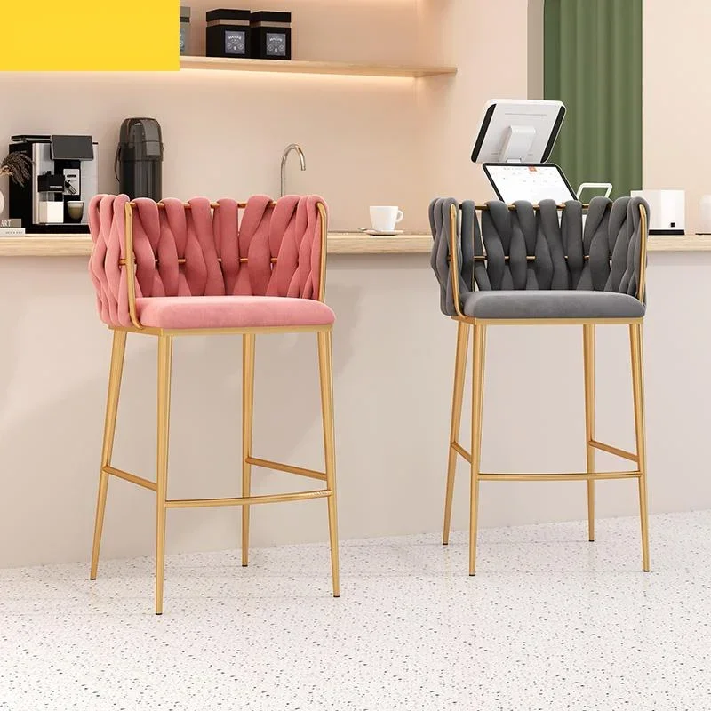 Simple Home Bar Cashier High Stool Web Celebrity Light Luxury Nail Shop Chair Nordic Designer Bar Furniture