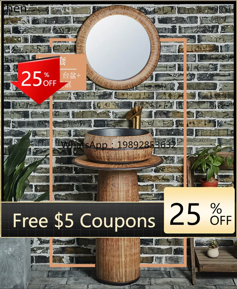 

integrated wash basin outdoor pool antique art column type wash basin bathroom household