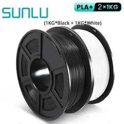 SUNLU 2Roll PLA Plus/Clear Filament 1.75mm +/- 0.02 mm 1kg Spool (2.2lbs) Neatly Arranged No Knot Filament Fit Most FDM Printer