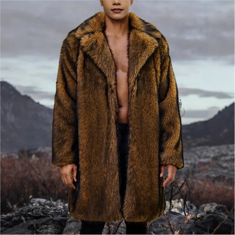 الدفء السترات إطالة معاطف الفراء رقيق معاطف طويلة سترة ملابس خارجية 2025 خريف شتاء رشاقته ريترو رجالي فو الثعلب الفراء القمم #1