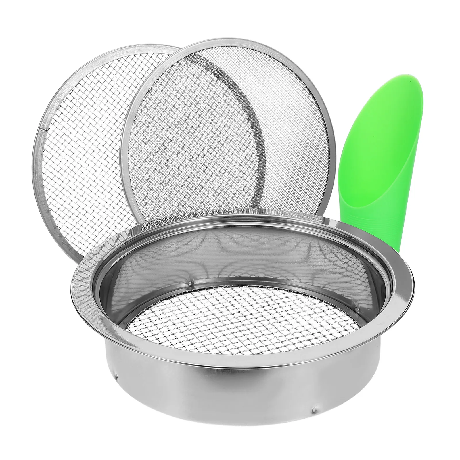 Garden Soil Sifter Set Stainless Steel Screen 1 3 5 Mm Mesh Soil Shovel Pan Gravel Compost Potting Tool Garden Gravel Sieve