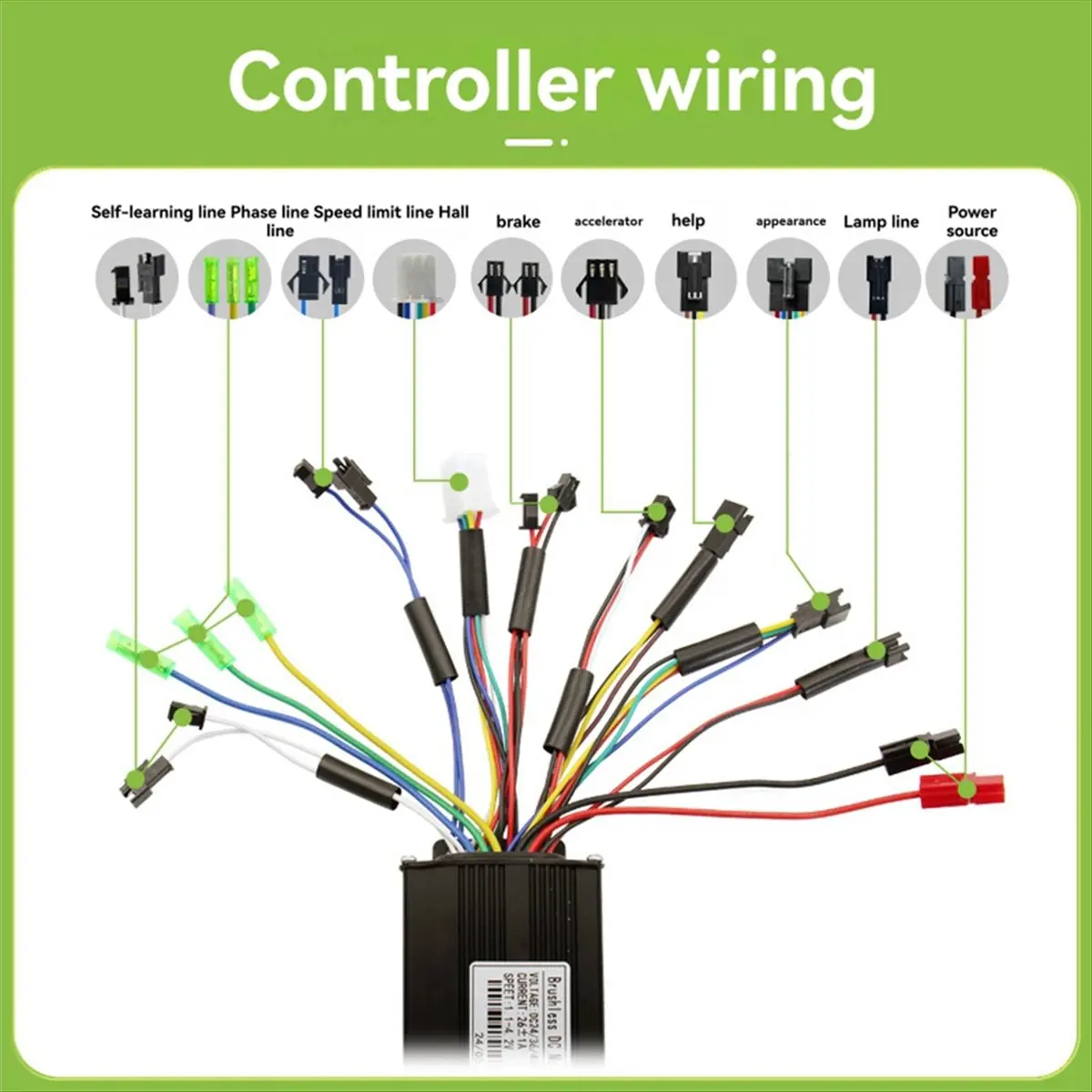 36V 48V 500W 750W 26A Three Mode Brushless Controller with Speed Limit Line for Ebike Electric Scooter-A49I - view 5