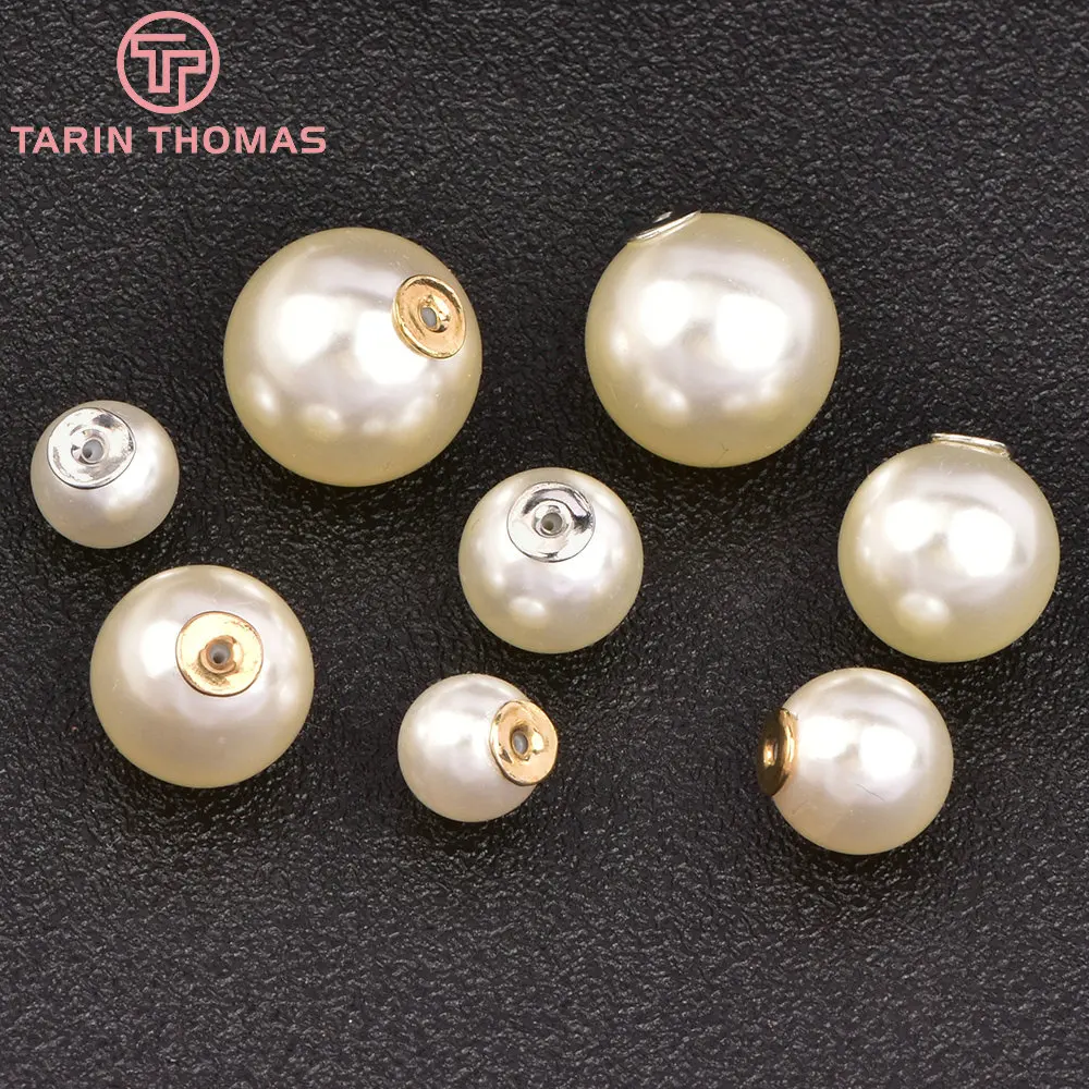 (4095)10PCS Champagne Gold Color Plated Acrylic Pearl Earring Back Stopper for Earring Jewelry Making Finding Accessories