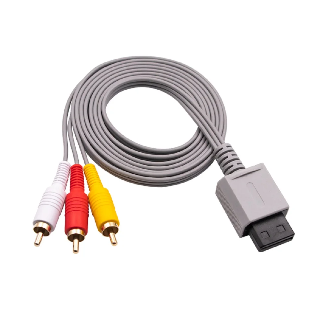 1.8m 3 RCA Cable for Nintendo Wii controller Console Audio Video AV Cable Composite 480p Gold-plated 3RCA for will Cable cord