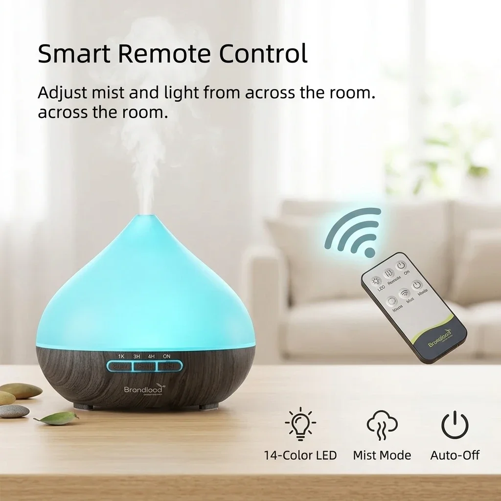 Aromatherapy Humidifier 2-in-1: Ultrasonic Silent Bedroom Atomizer + 7-Color Wood Grain Ambient Light | Smart Sensor Power-Off | USB Portable Desktop Essential Oil Diffuser | Holiday Gift Home Decoration