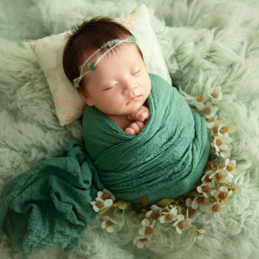 Newborn Baby Photography Props Hat+Wrap+Pillow Green Theme Set New Born Gift Outfit Studio Shooting Photo Props Accessories