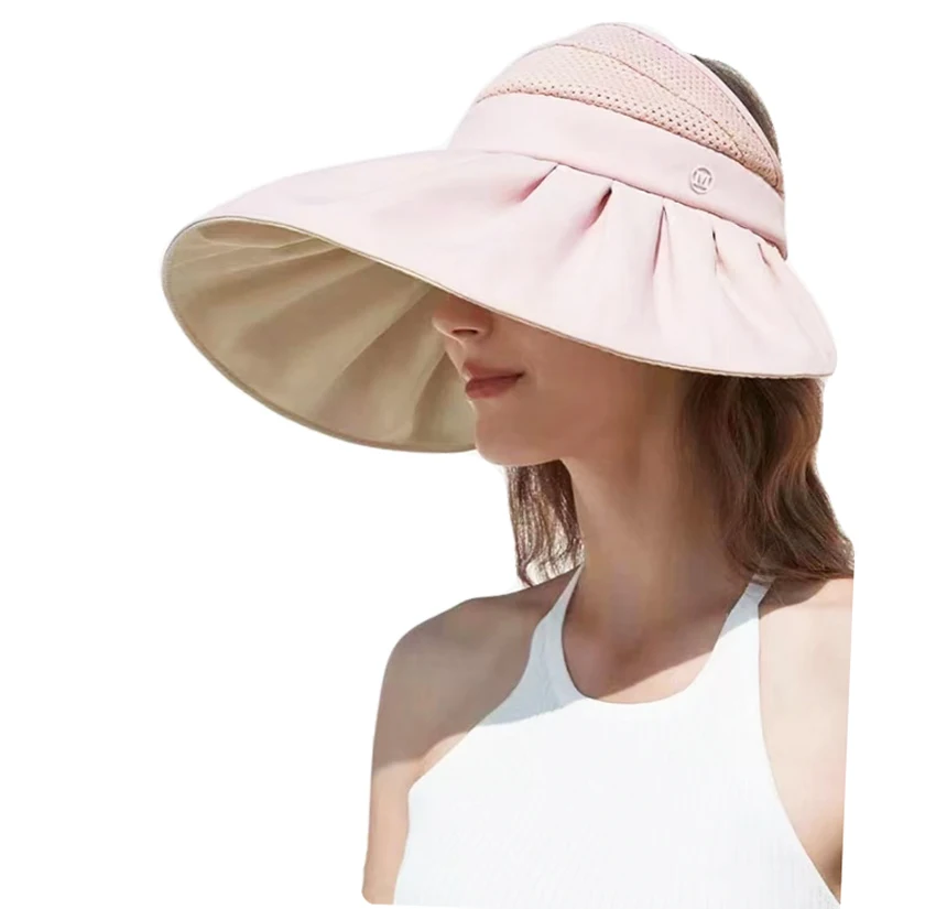 2024 Large Brim Foldable Sun Visor for Women UPF50+ UV Protection hat woman beach trip top empty hats caps